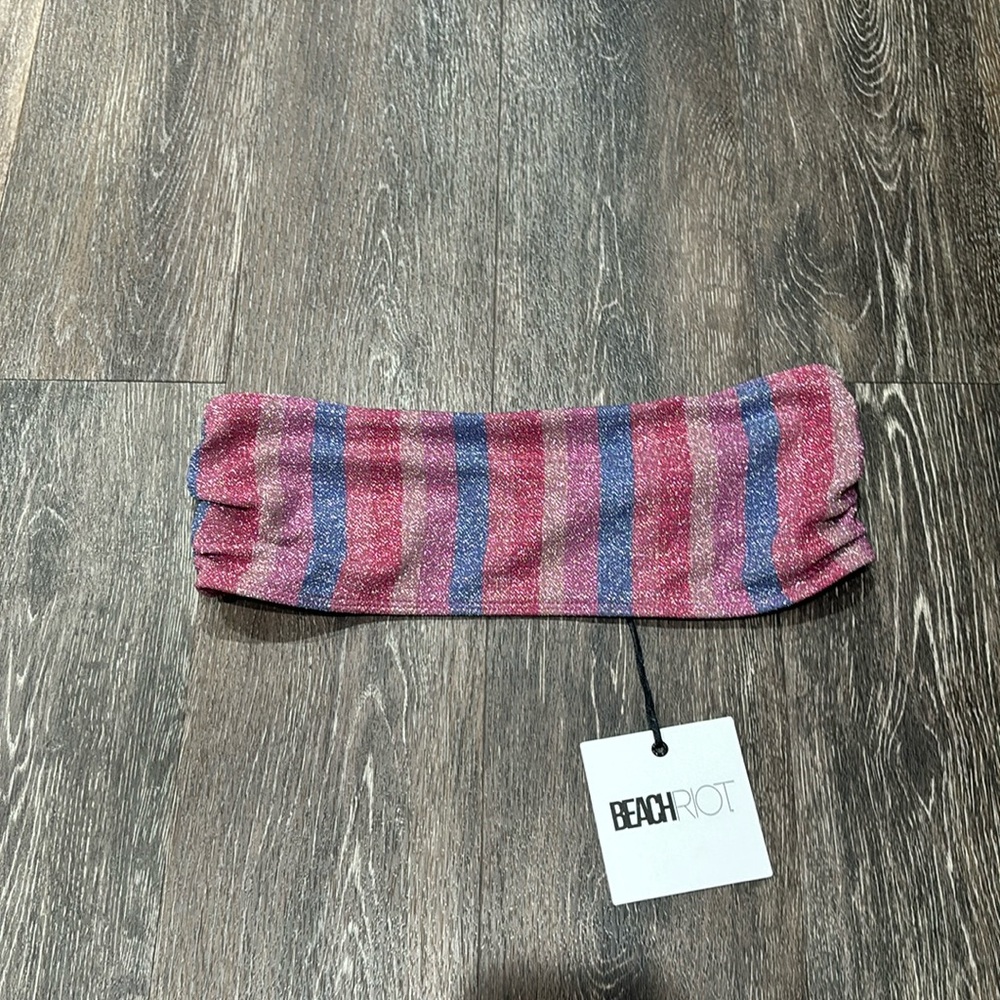 Beach Riot Valentine Stripe Strapless L NWT